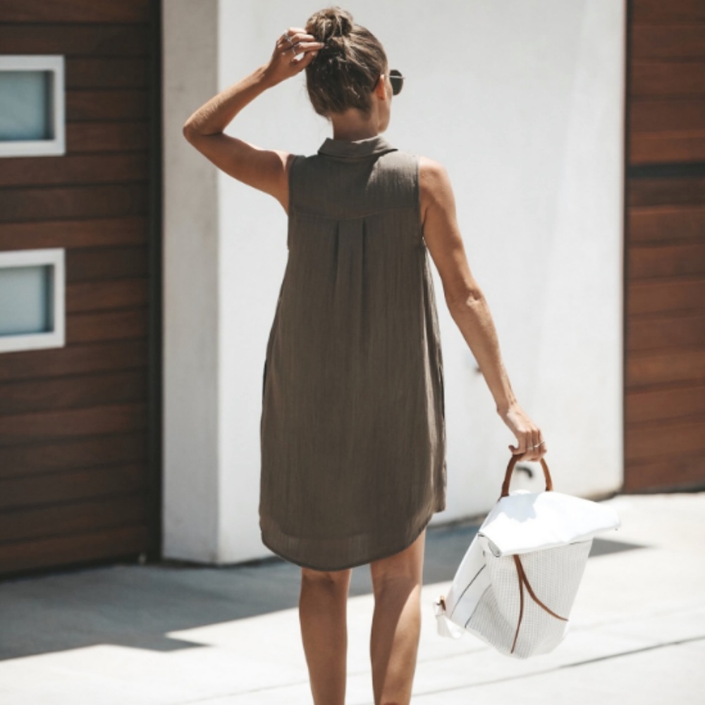 Liv Button Down Pocketed Tunic Dress - Picture 3 of 6